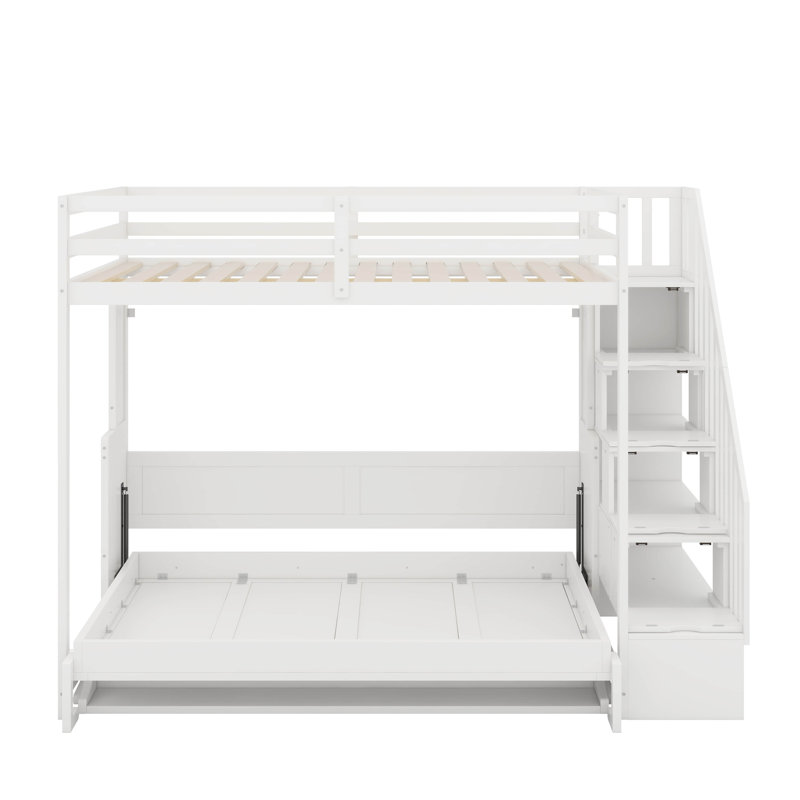 Lit escamotable double sur double avec lève-personne hydraulique, Blanc