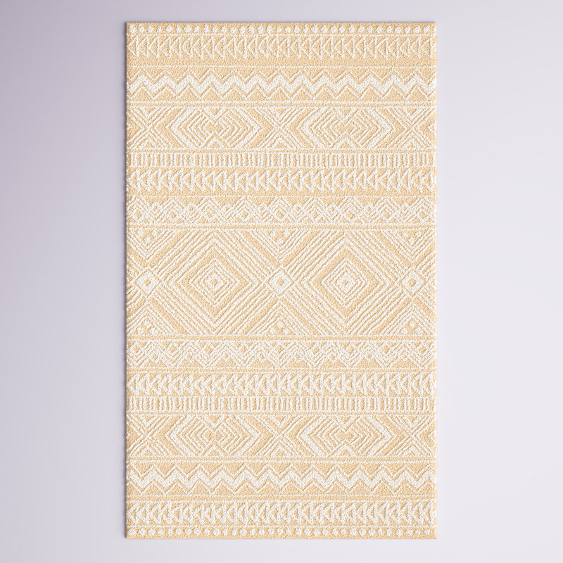 Kyndall Southwestern Handmade Tufted Wool Orange/Ivory Area Rug, Rectangle 5' x 8'
