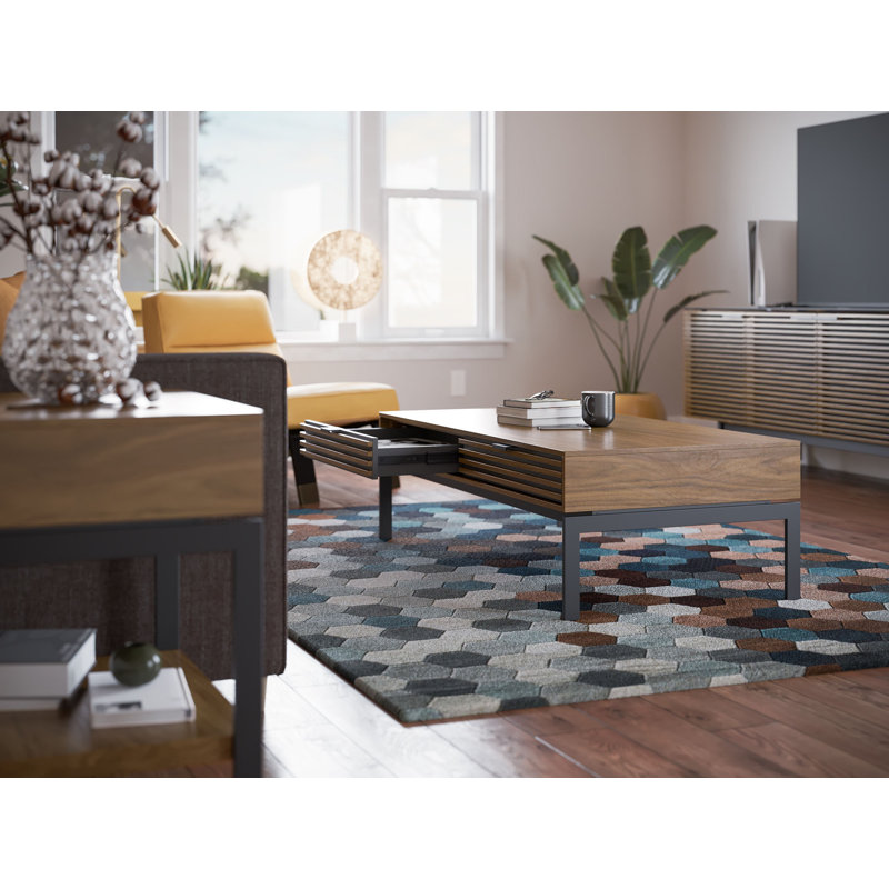 Cora Coffee Table, Natural Walnut, Black