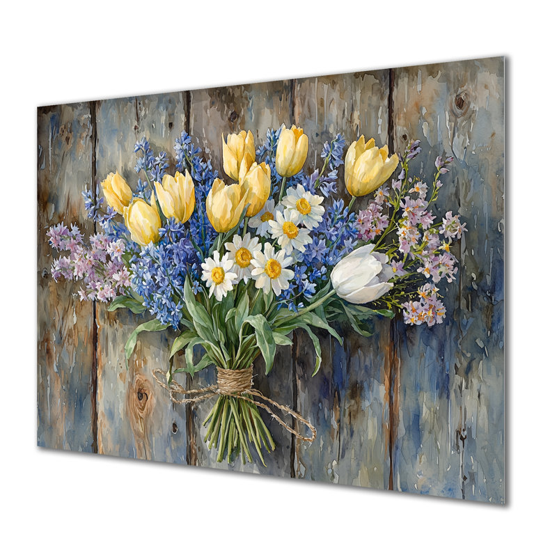 Country Breeze Bouquet I - Assortiment de bouquets sur métal, H 12 po x l 20 po