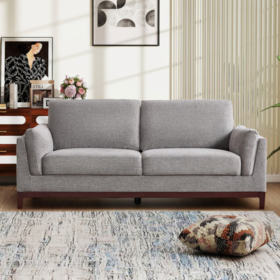 79.1'' Wide Classic Chenille Upholstered Sofa, 3-Seater Couch with Solid Wood Leg