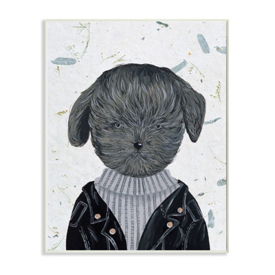 Stupell Industries 'hipster Dog Jacket Poodle Funny Animal' By Melissa Wang - Drawing Print In Wall Plaque