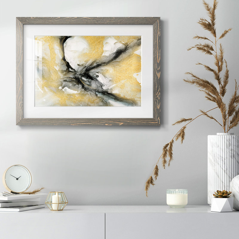 Golden Harmony - reproduction encadrée rustique avec tableau mat, Gris, H 28 po x l 42 po