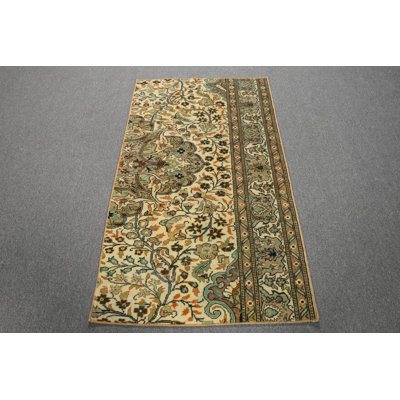 Petit tapis turc rétro à motif floral en laine pour un décor traditionnel