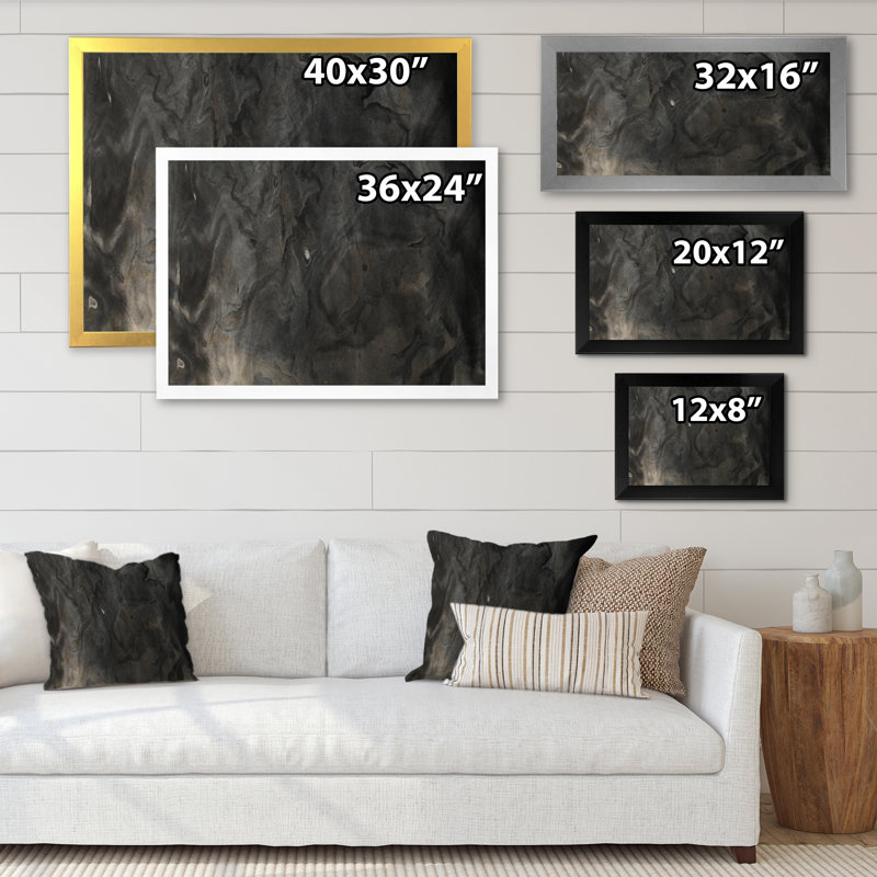 Impression sur toile «Flavour Art Waves In Shades Of Black II», Cadre noir, H 30 po x l 40 po x P 1,5 po