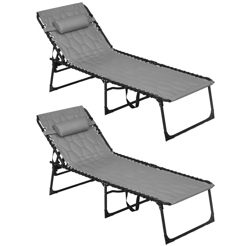 Ensemble de chaise longue pliante Outsunny avec dossier inclinable à 5 niveaux
