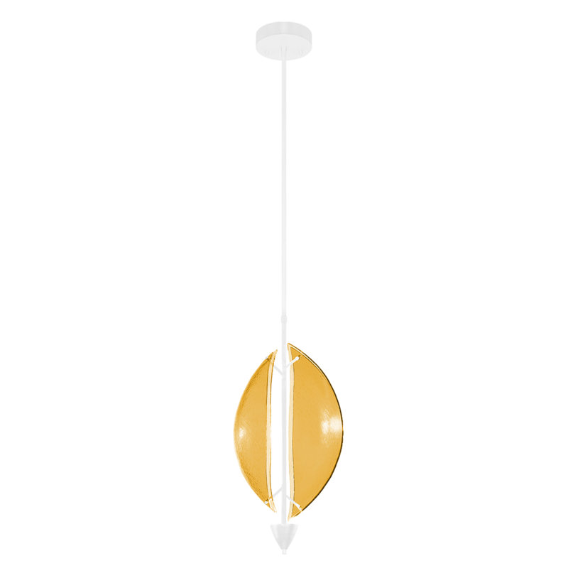Luminaire suspendu rond l 11 po Embark, Laque blanche, Ambre