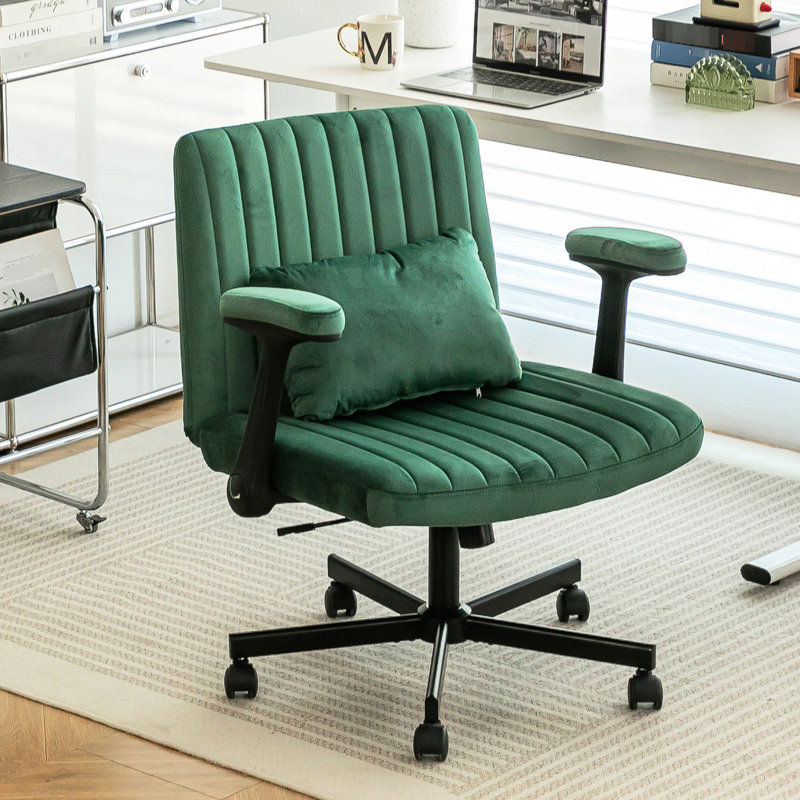 Chaise de bureau avec accoudoirs - Revêtement en velours doux, hauteur réglable, pivotant à 360 ° pour un confort intérieur avec roulettes, siège confortable, coussin supplémentaire, caractéristiques de la maison