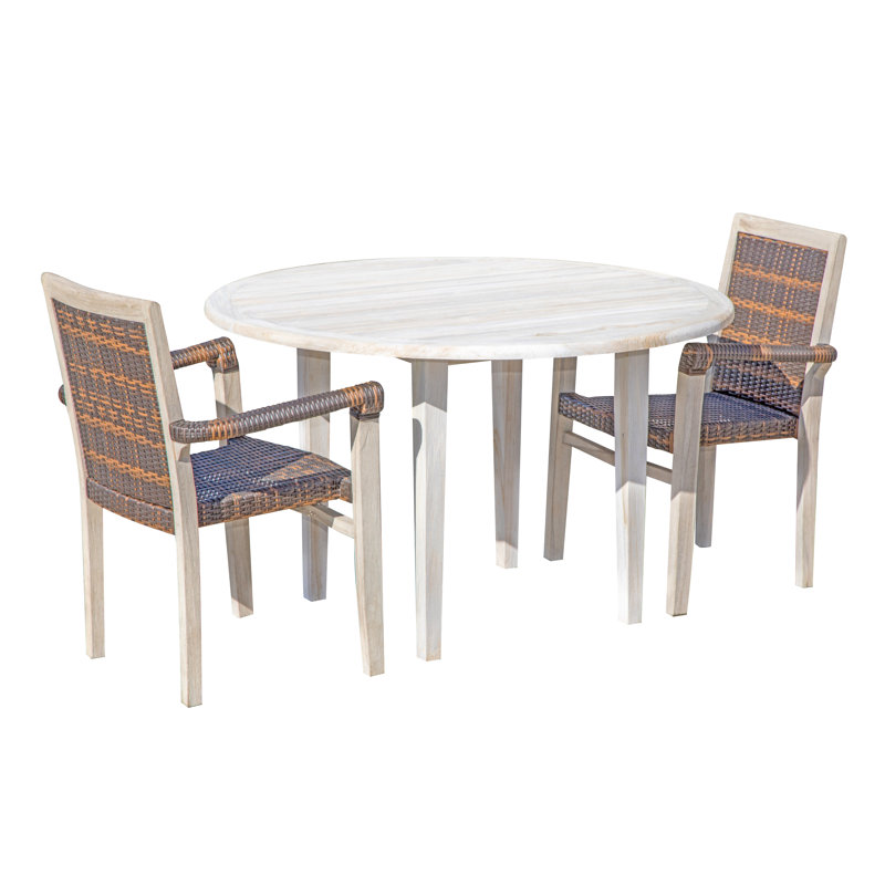 EcoDecor's Oasis Teak Solid Wood Dining Table in Earthy Teak, 48", Natural