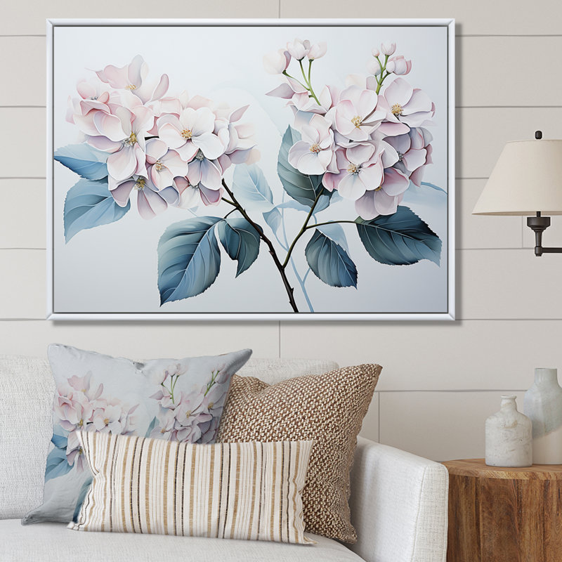«Grey Minimalisme Hydrangea Delight III - Hydrangea», reproduction d'art sur toile, H 30 po x l 40 po x P 1,5 po
