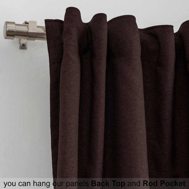LAXTON Room Darkening Extra Long & Extra Wide Decorative Curtain, Dark Brown, 100" W x 63" L