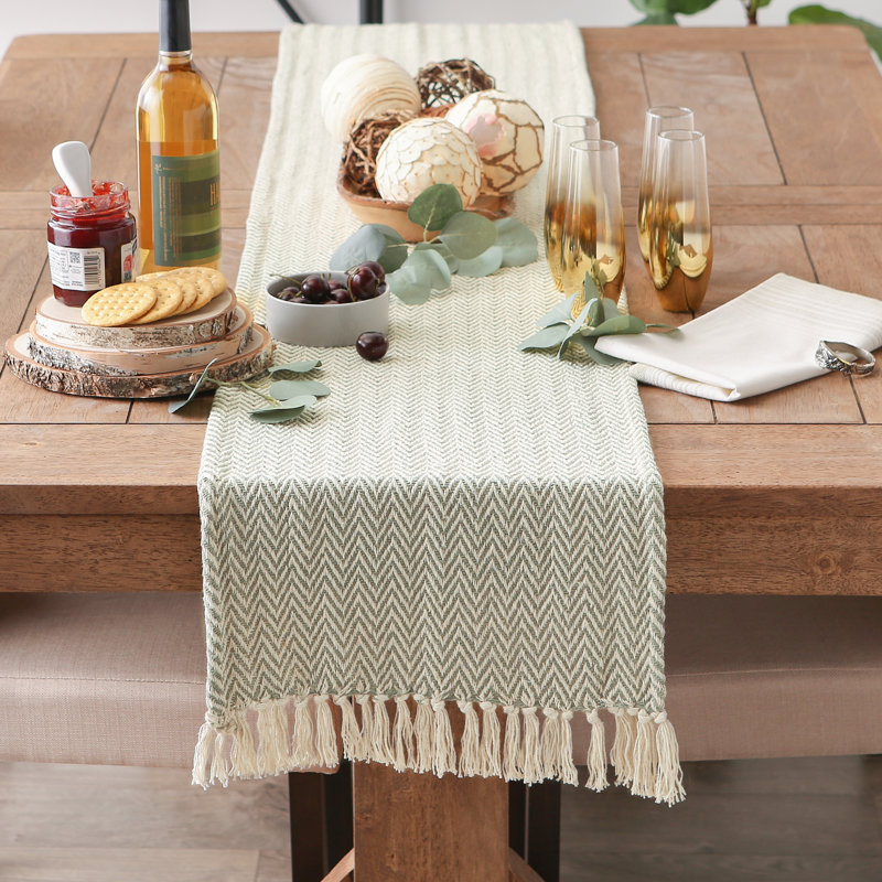 Desta Solid Table Runner,  108'' x 15'', Artichoke