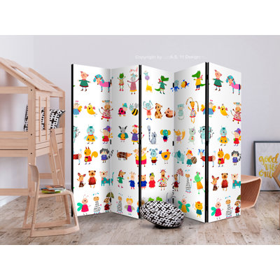 225cm W x 172cm H 5 - Panel Solid Wood Folding Room Divider