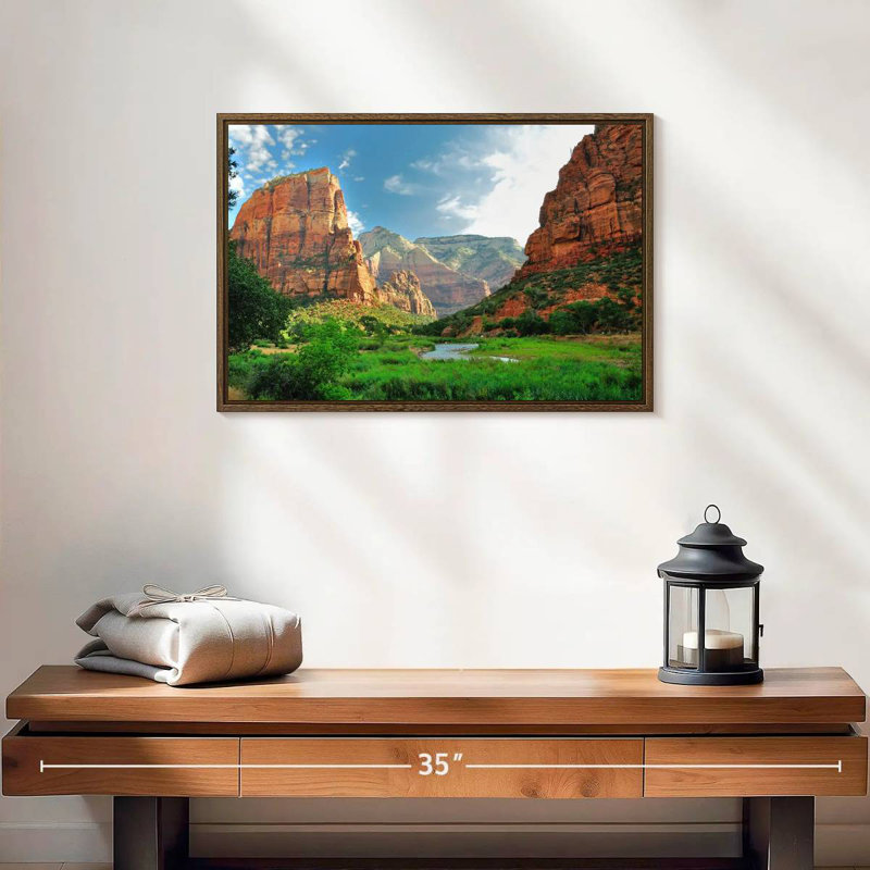 Canyons du parc national de Zion, 19 po x 13 po, Cadre flottant noyer