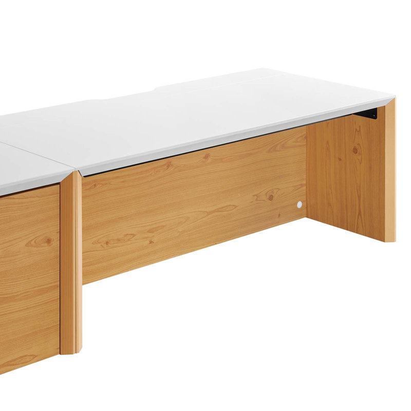 Bureau mural avec armoire et tablette Modway Kinetic, H 23 po x l 76 po x P 18 po, Blanc / Naturel
