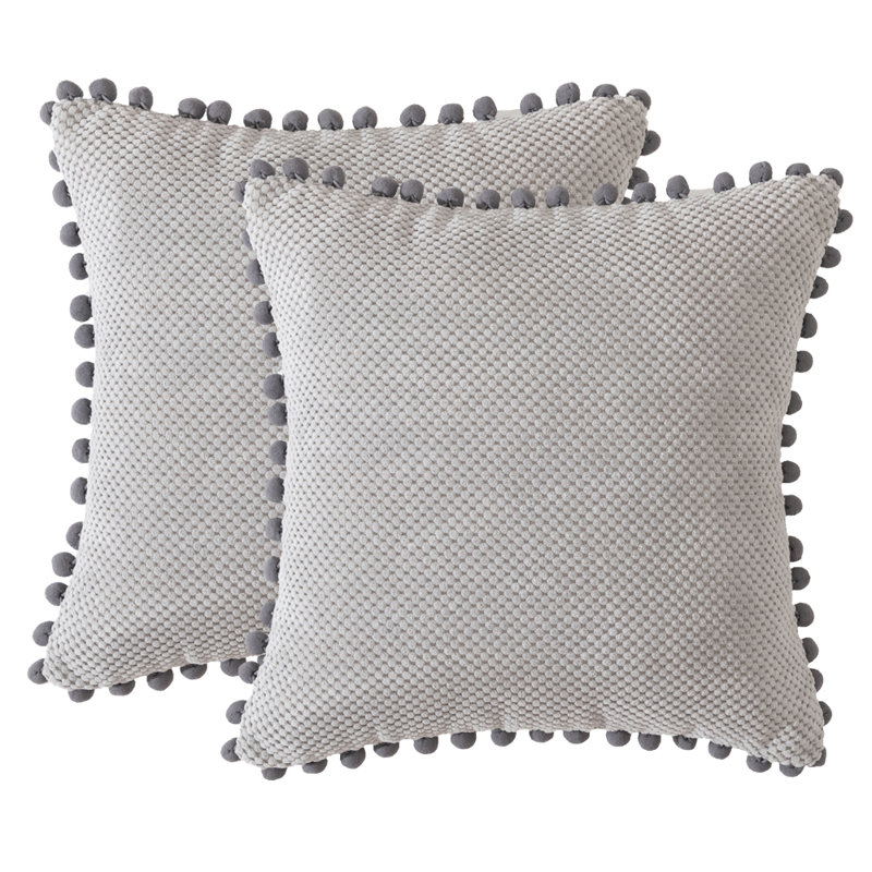  Coussin décoratif, Gris clair, 18 po x 18 po, Polyester/ Bourre en polyester