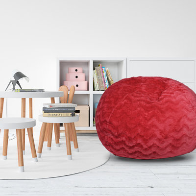 Fauteuil à billes en fausse fourrure, rouge - 5 pi Confortable et assise. Rempli de mousse à mémoire de forme déchiquetée. Housse lavable pour une utilisation à long terme. Idéal pour se prélasser dans la chambre à coucher. Fauteuil 56 "x 39", rouge, luxueux