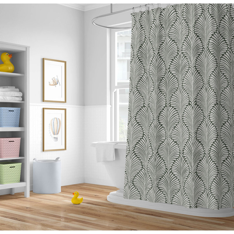 Elegant Palms Ultra-Thin Lightweight Shower Curtain, Green/Chimichurri