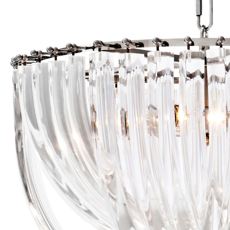 Lustre 4 lumières Murano, Transparent, Nickel