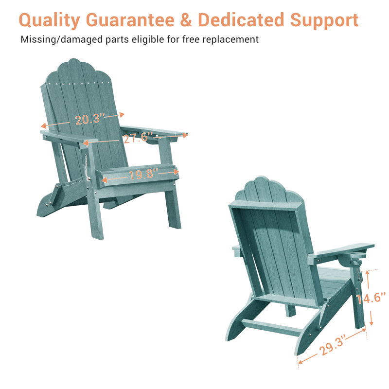 All-Weather Outdoor Adirondack Chair with Cup Holder & Ergonimic Design, Heavy Duty Outdoor Chair Lawn Deck Patio Seating