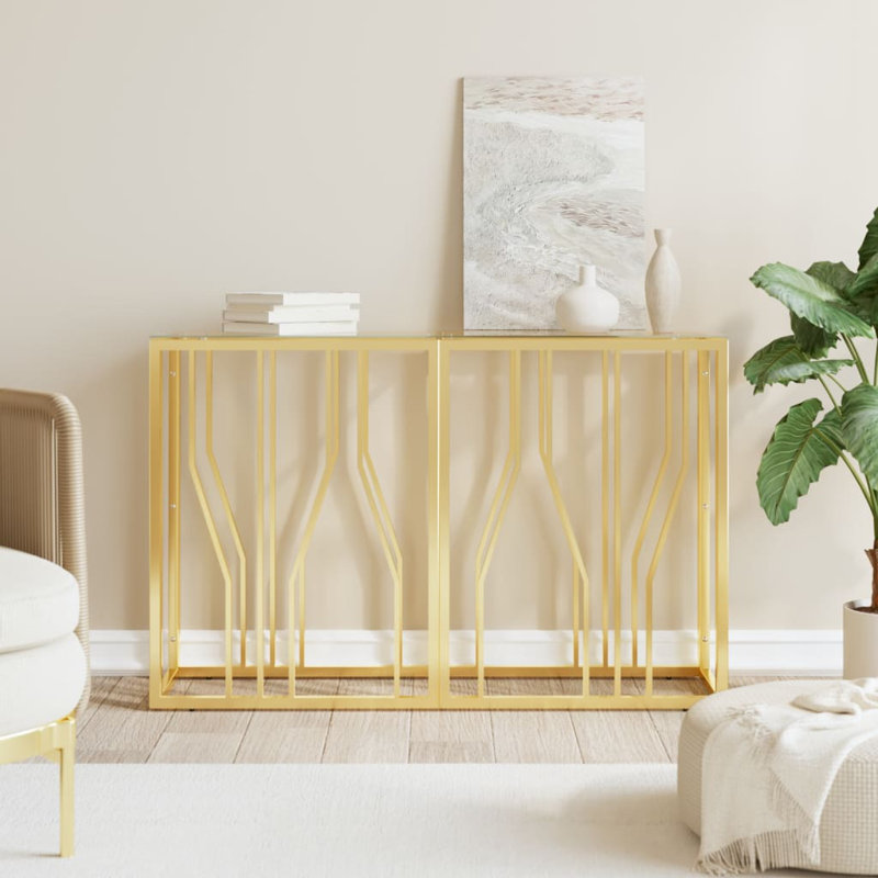 Console Wildomar, H 27,6 po x l 43,3 po x P 11,8 po, Transparent / nickel brossé mat