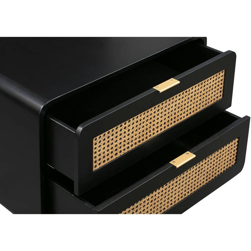 Cianciulli 2 - Drawer Nightstand in Black/Natural/Brass