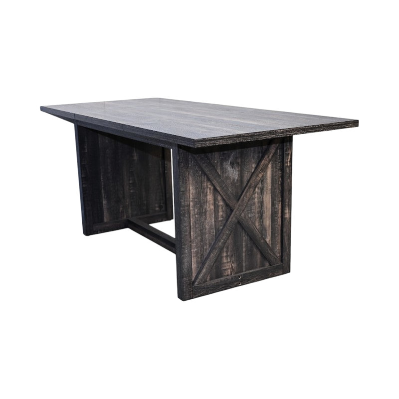 Table de salle à manger rectangulaire grise 70,46 po, pouvant accueillir 8 personnes, pieds en forme de X, convient à une table antique relaxante de 70,46 po et peut s'adapter à différents espaces