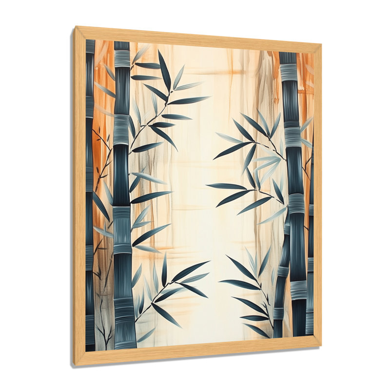 Bamboo in Quiet Air III - Tableau encadré de style Japandi moderne, H 44 po x l 34 po, Natural Picture Framed