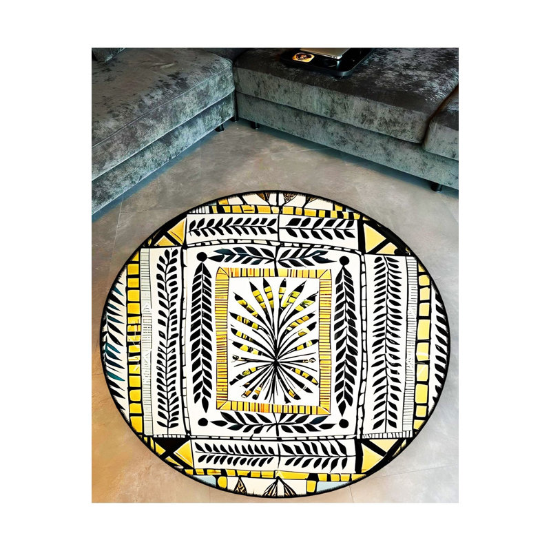 Tapis rond lavable à la machine, Sous-tapis rond 2 pi 8 po inclus