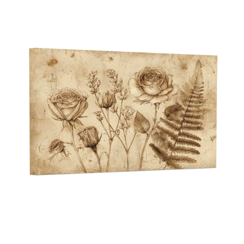 Plantes et fleurs, reproduction d'art floral rétro, H 16 po x l 24 po
