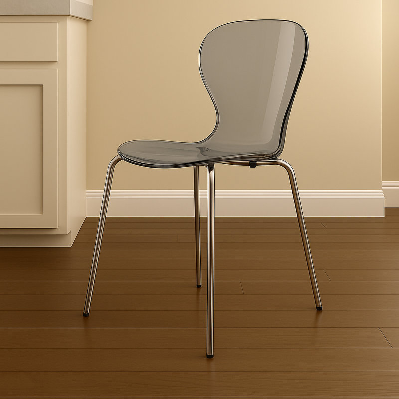 Chaise d'appoint de salle à manger empilable Edenfield, Noir, 1, Argent argent