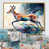 Toile avec cadre flottant or