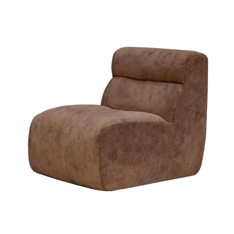 Chaise modulaire à compression sans accoudoirs en boîte pour appartements et petits espaces Rock, tissu brun espresso