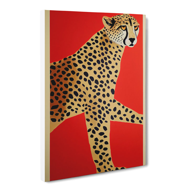 Arife Retro Cheetah Art - Wall Art, 50cm H x 35cm W x 3cm D, No frame