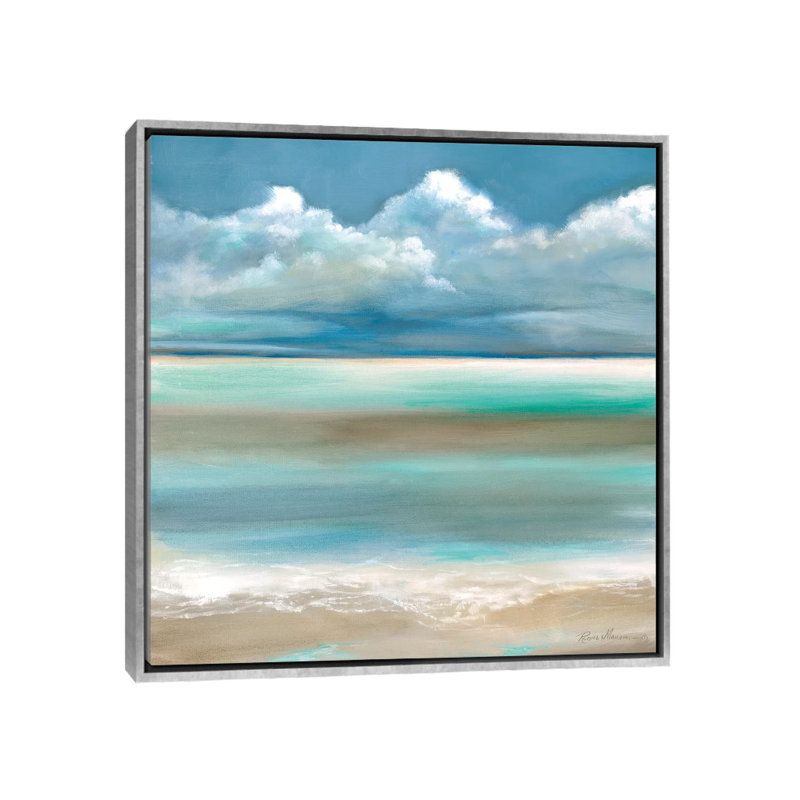 Tranquility by the Sea I par Ruane Manning - reproduction d'art, H 18 po x l 18 po x 1,5 po, Toile avec cadre argenté