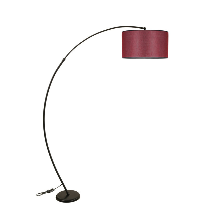 Emelia 185cm Arched Floor Lamp, Claret Red, Black