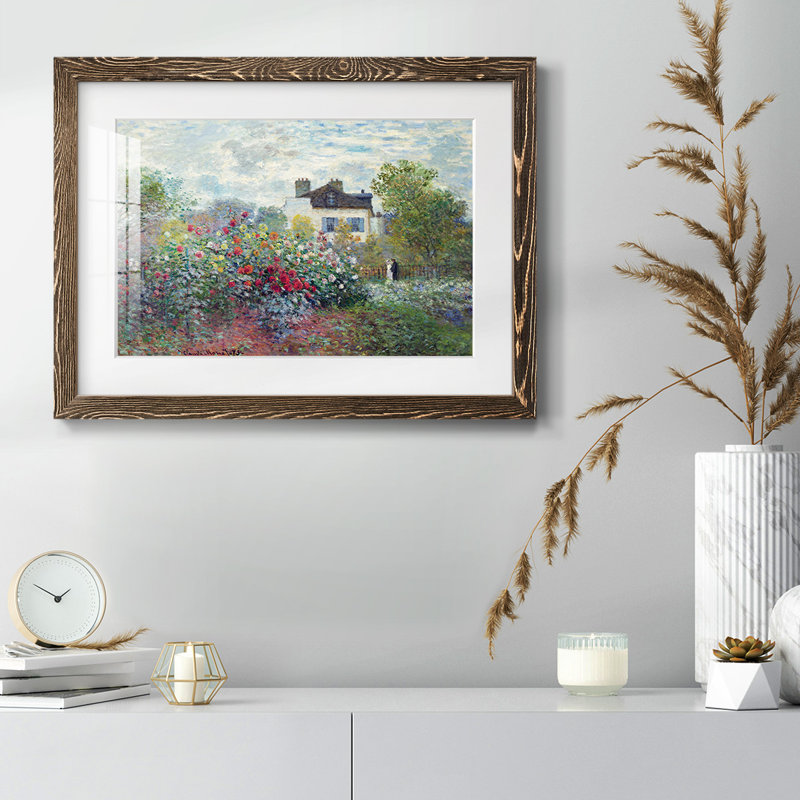 Le jardin de l'artiste à Argenteuil - reproduction de cadre photo unique, Noyer, H 22 po x l 32 po x P 1,5 po