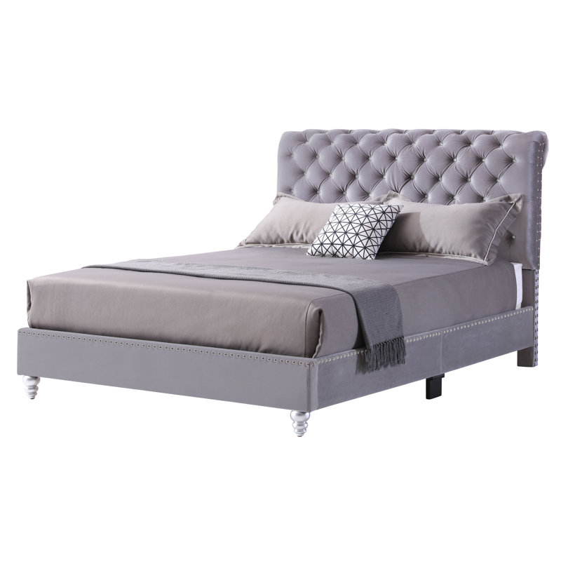 Maxx Queen Box Spring Bed, Gray, Gray, Queen