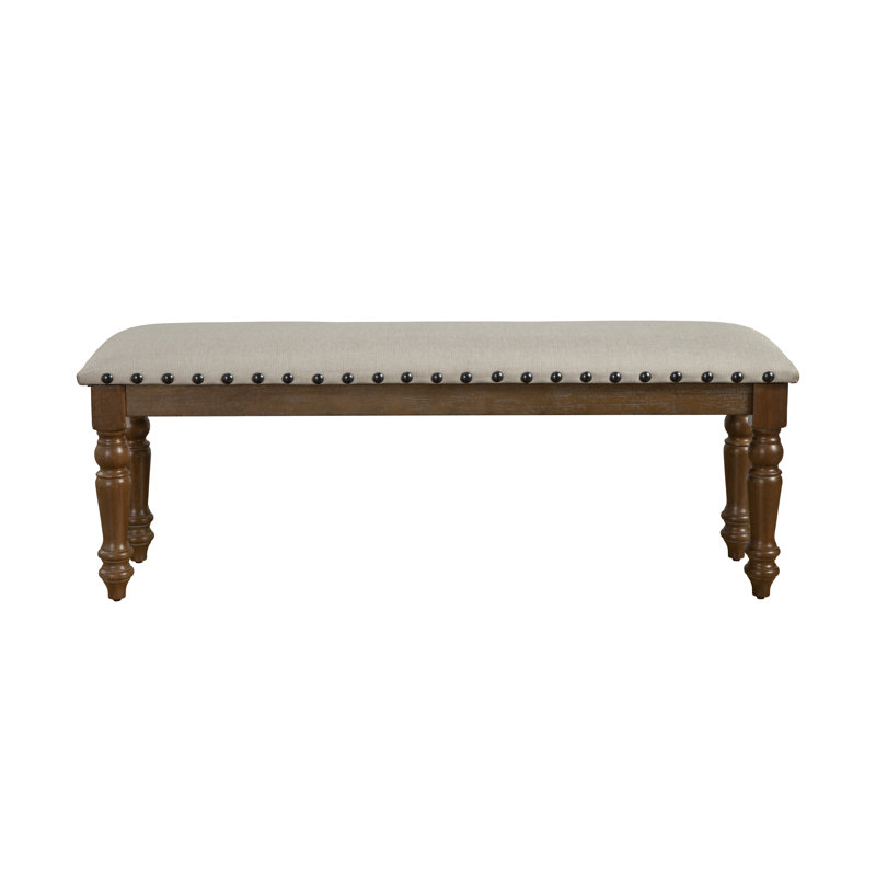 LuXeo Cambridge Upholstered Bench, Oak Gray Wash