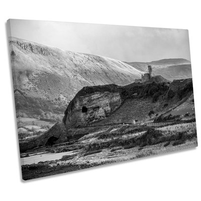 Red Bay Castle N Ireland B and W 1 Piece Wrapped Canvas Wall Art