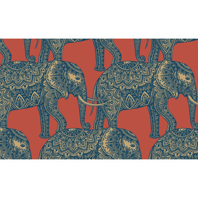 Éléphants, papier peint décoratif géométrique bohémien