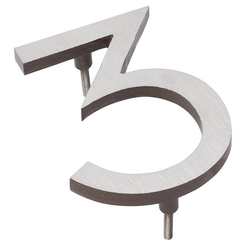 6'' H Metal House Number, Satin Nickel/Roman Bronze, 3