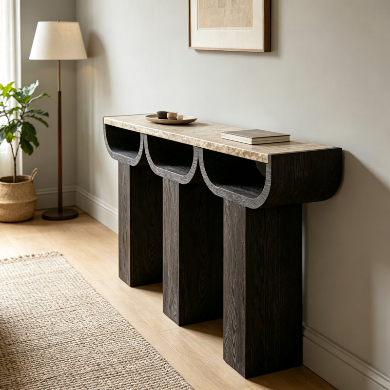 Console Mid-Century, 33.5" H x 63" W x 13.8" D