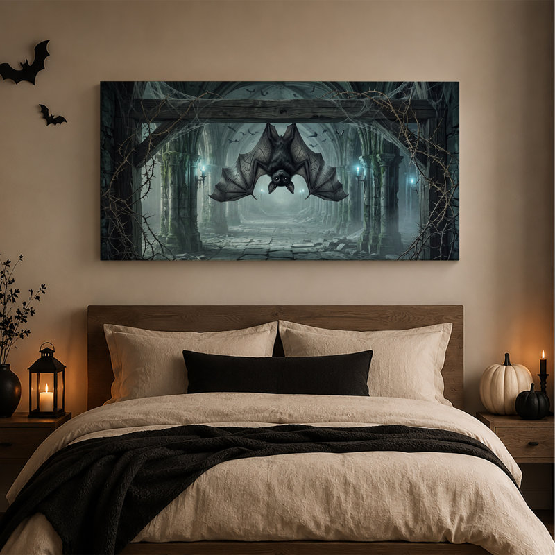 Art mural sur toile, chauve-souris noire, L 20 po x H 10 po