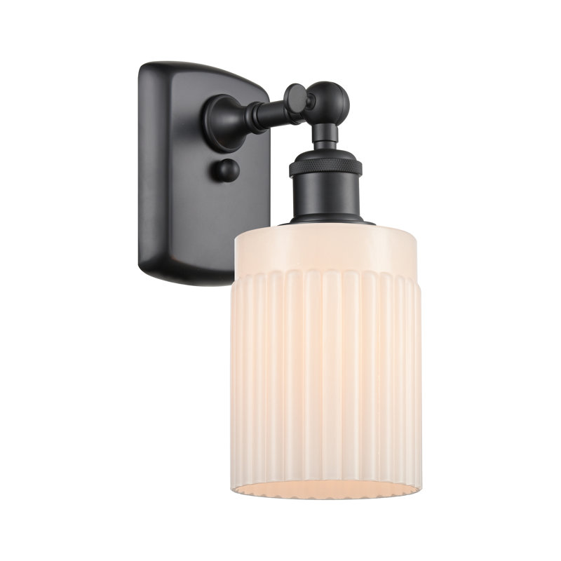 Applique murale à bras 1 lumière Kamena, Blanc mat, Ampoule DEL 6 watts rétro, Noir mat