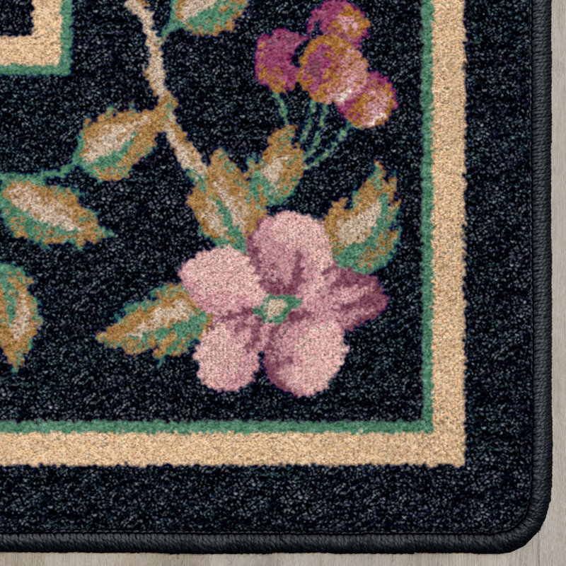 Tapis à motif floral onyx Alminus Signature Lorelei, Rectangle 5 pi 4 po x 7 pi 8 po
