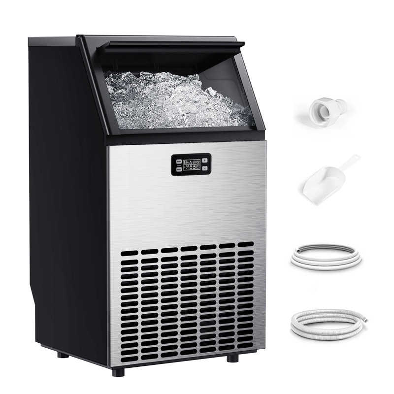 Simzlife 100lb. Daily Production Cube Freestanding/Under Counter  Commercial Ice Maker, Silver