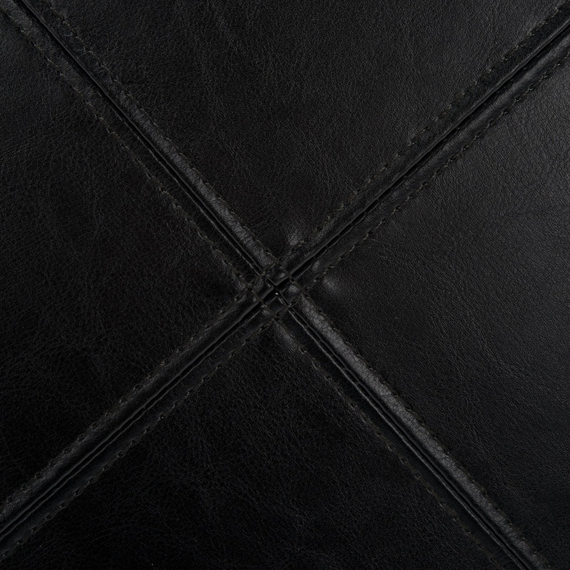 Maiden Faux Leather Ottoman, Black Faux Leather