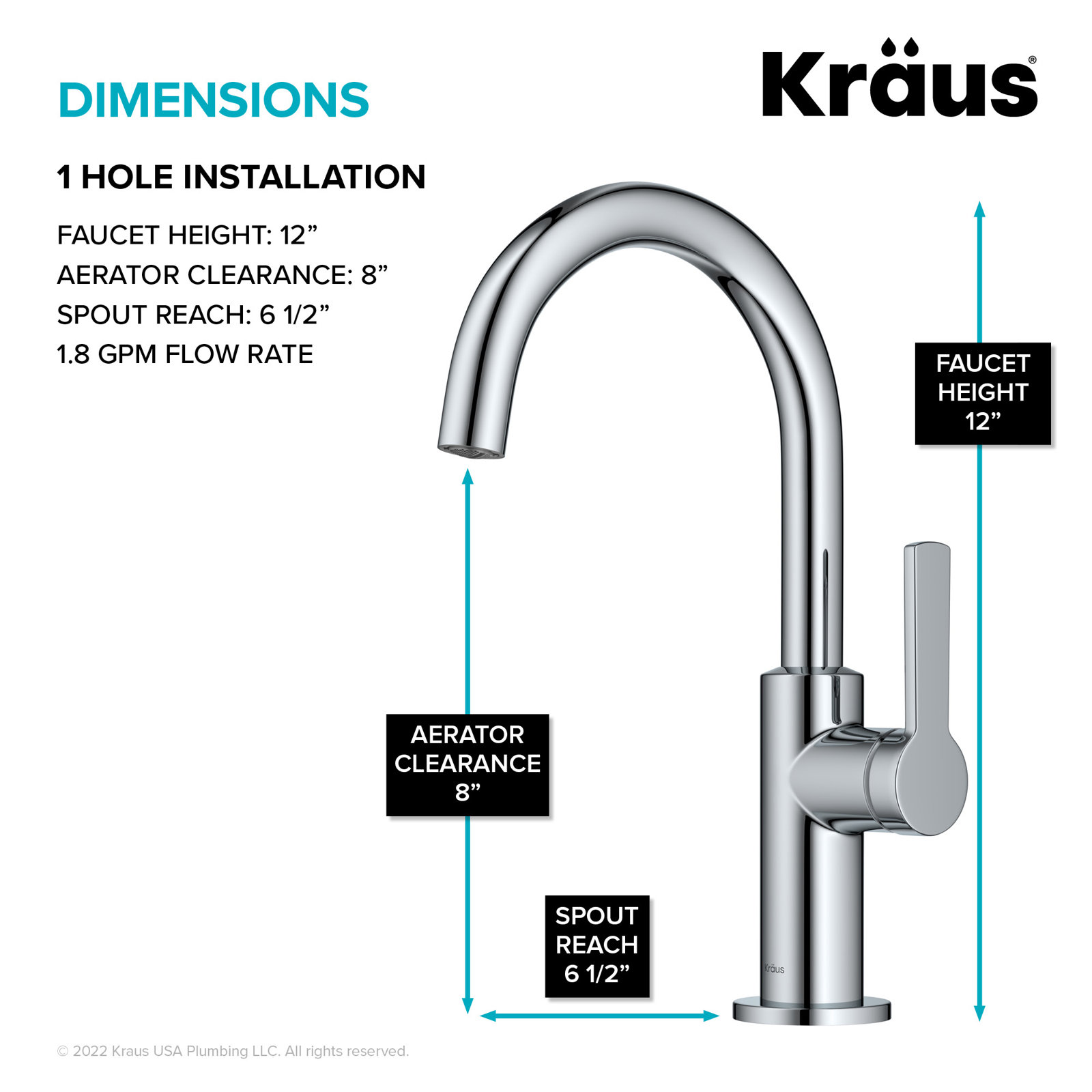 Oletto Bar Faucet, Chrome