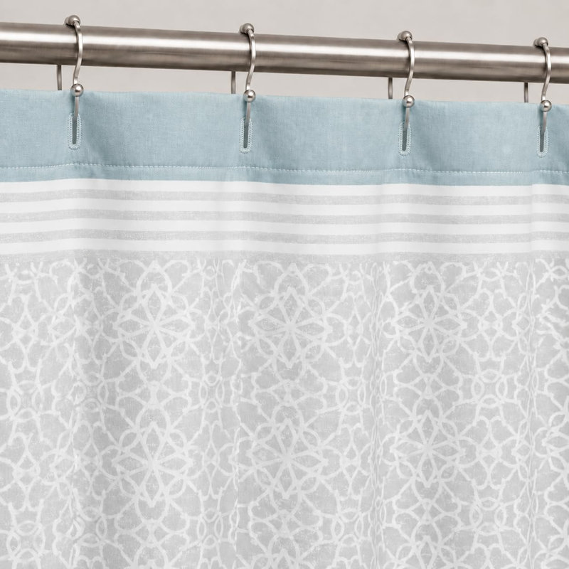  Rideau de douche Dreamology 72 x 72 po, mélange de coton épais pour plus d'intimité | Conception imprimée élégante (crochets non inclus)